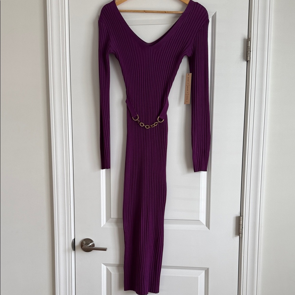 Almost Famous Deep Purple Long Sleeve knit Dress